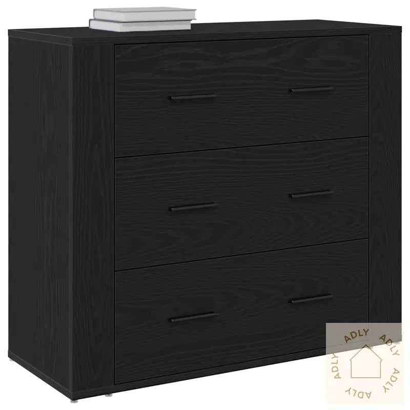 Skap Svart Eik 33X80X70 Cm Konstruert Tre