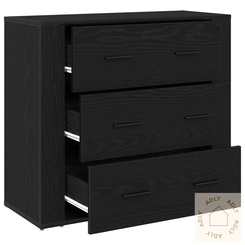 Skap Svart Eik 33X80X70 Cm Konstruert Tre
