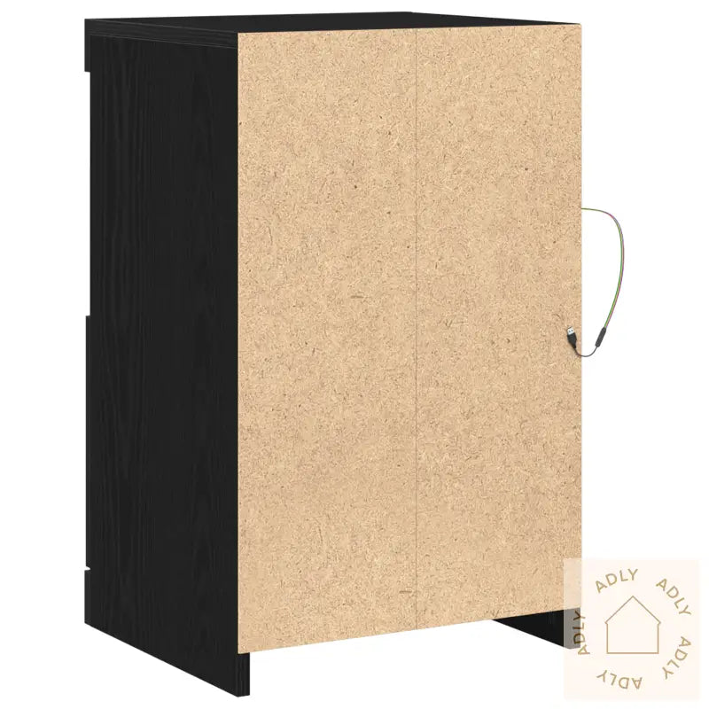 Sideboard Med Led-Lamper Svart Eik 41X37X67 Cm
