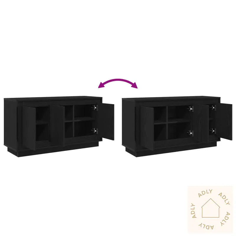 Sideboard Svart Eik 102X35X55 Cm Konstruert Tre