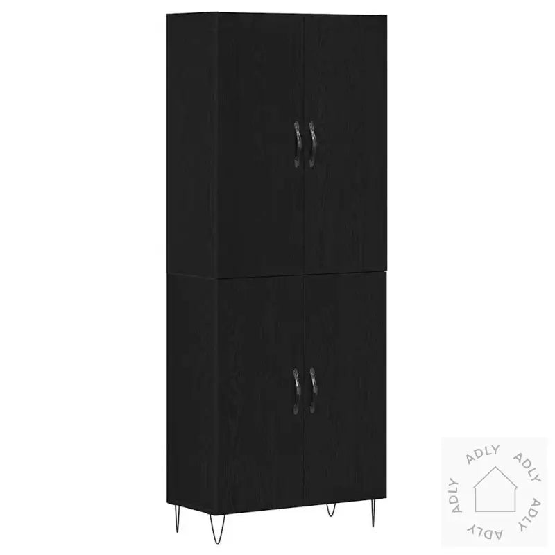 Høyskapse Svart Eik 69,5X34X180 Cm Konstruert Tre