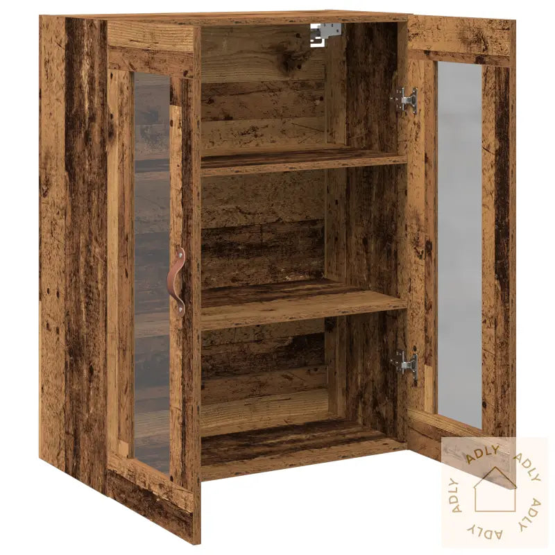 Vegghengt Hylle Med Glassdører Gamle Tre 69,5X34X90 Cm