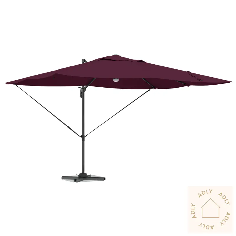 Cantilever Parasoll - Burgunder Burgunder Metall Og Stoff Middels