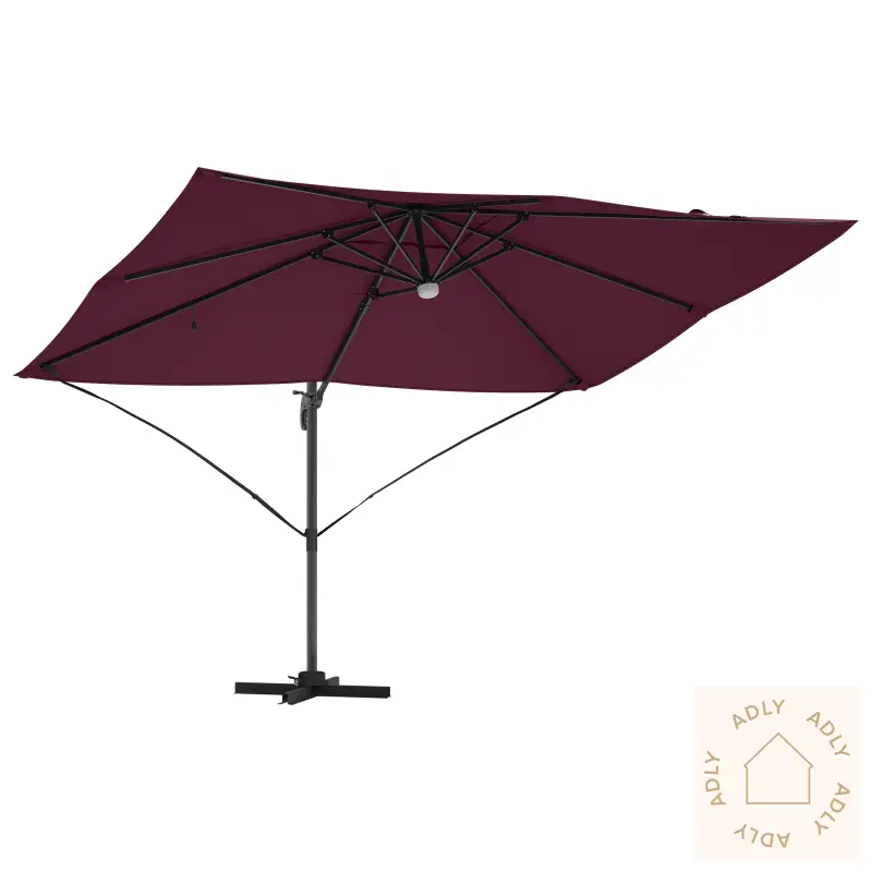 Cantilever Parasoll - Burgunder Burgunder Metall Og Stoff Middels