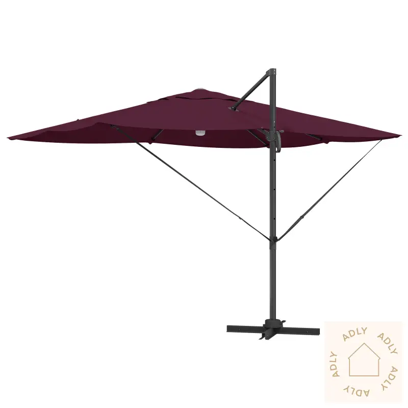 Cantilever Parasoll - Burgunder Burgunder Metall Og Stoff Middels