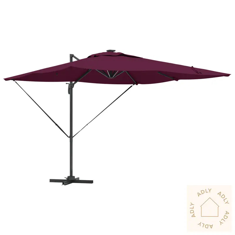 Cantilever Roma Parasoll Med Led-Lamper Burgunder 286X285X270 Cm Aluminium