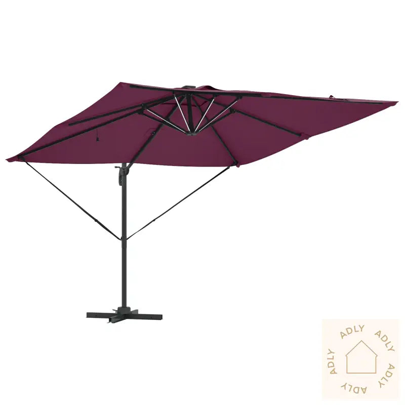 Cantilever Roma Parasoll Med Led-Lamper Burgunder 286X285X270 Cm Aluminium