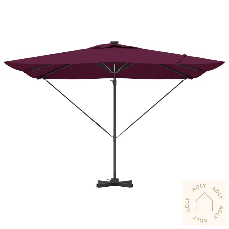 Cantilever Roma Parasoll Med Led-Lamper Burgunder 286X285X270 Cm Aluminium