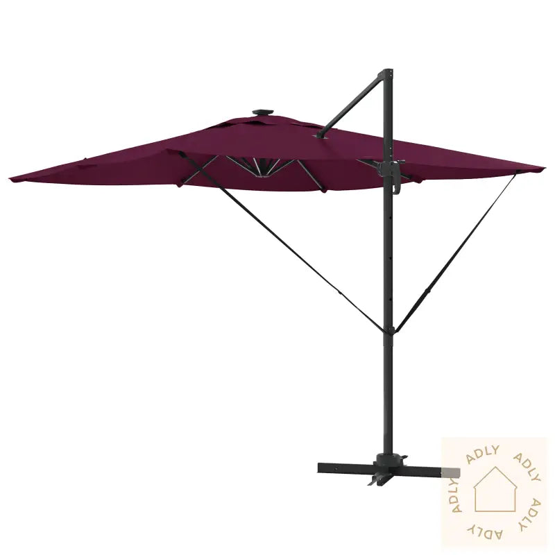 Cantilever Roma Parasoll Med Led-Lamper Burgunder 286X285X270 Cm Aluminium