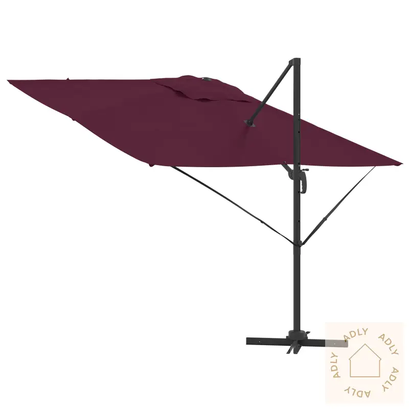 Parasoll Burgunder Aluminium, Polyester Stor Justerbare Armlener