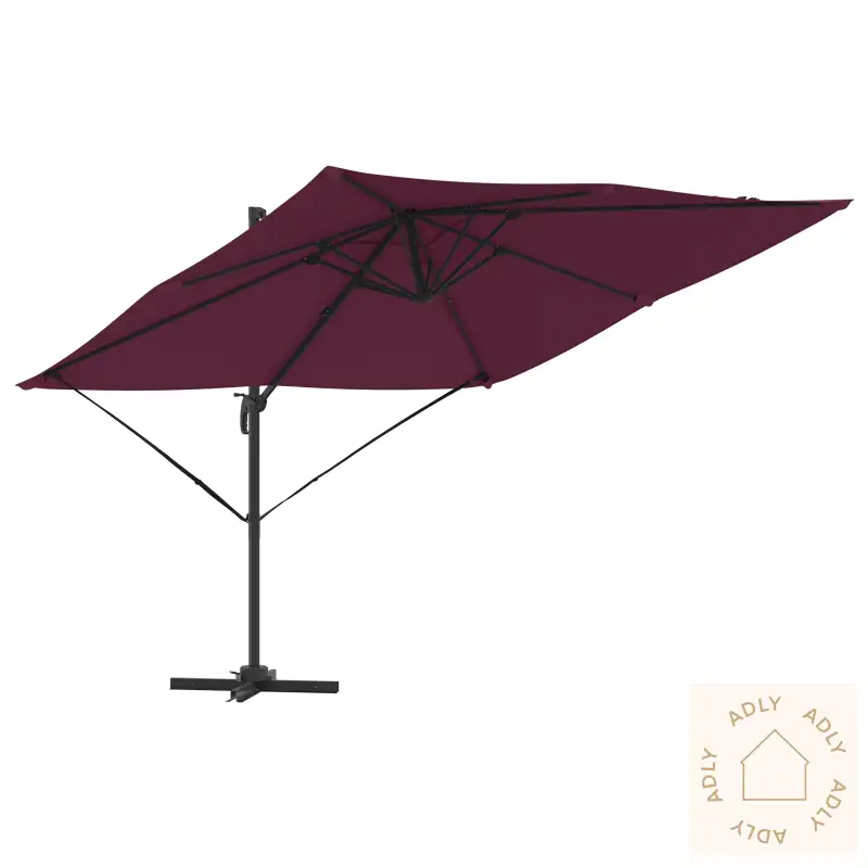 Parasoll Burgunder Aluminium, Polyester Stor Justerbare Armlener