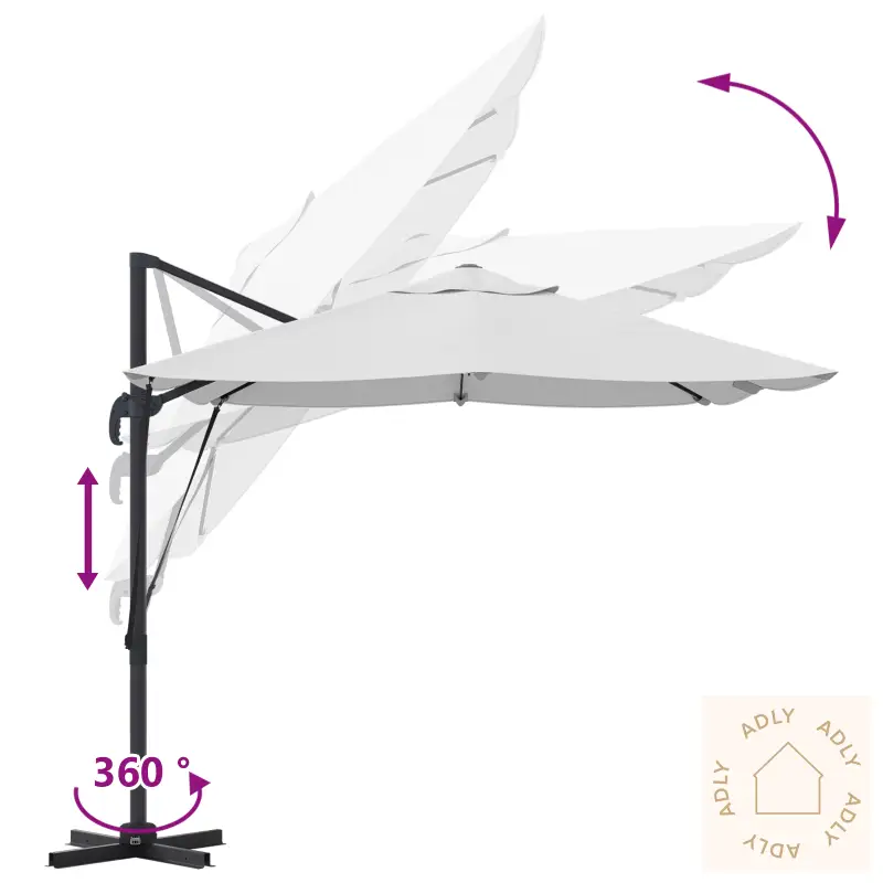 Cantilever-Parasoll Sand Polyester Stor Justerbar