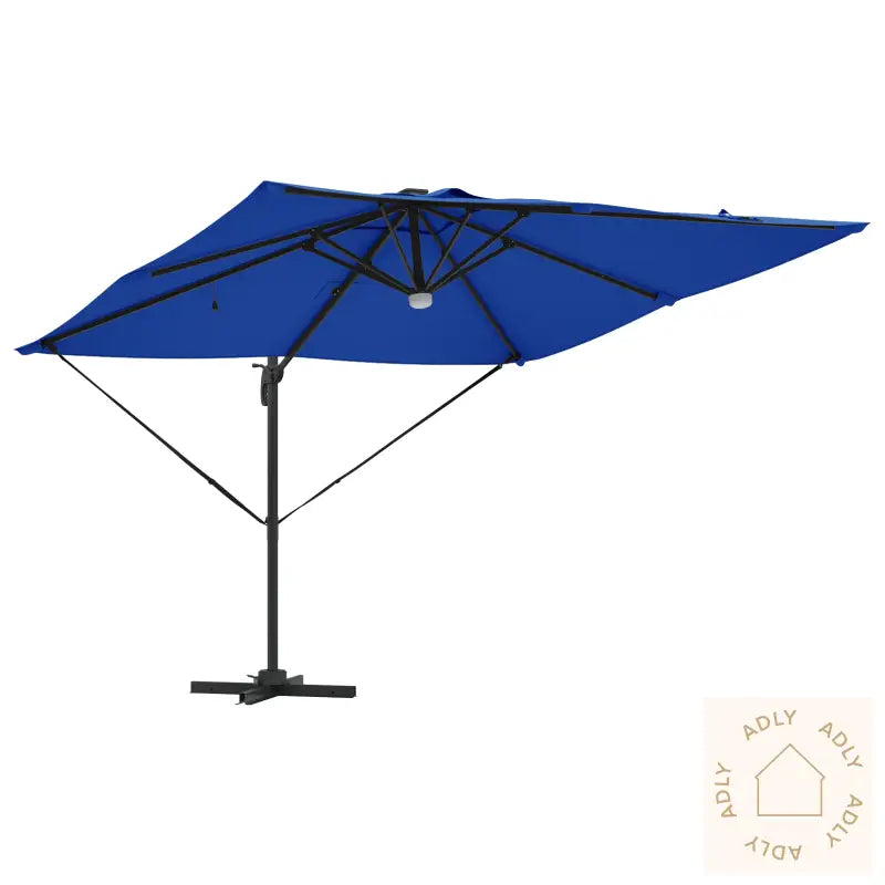 Cantilever Roma Parasol Med Led-Er Azurblå 286X285X270 Cm Aluminium