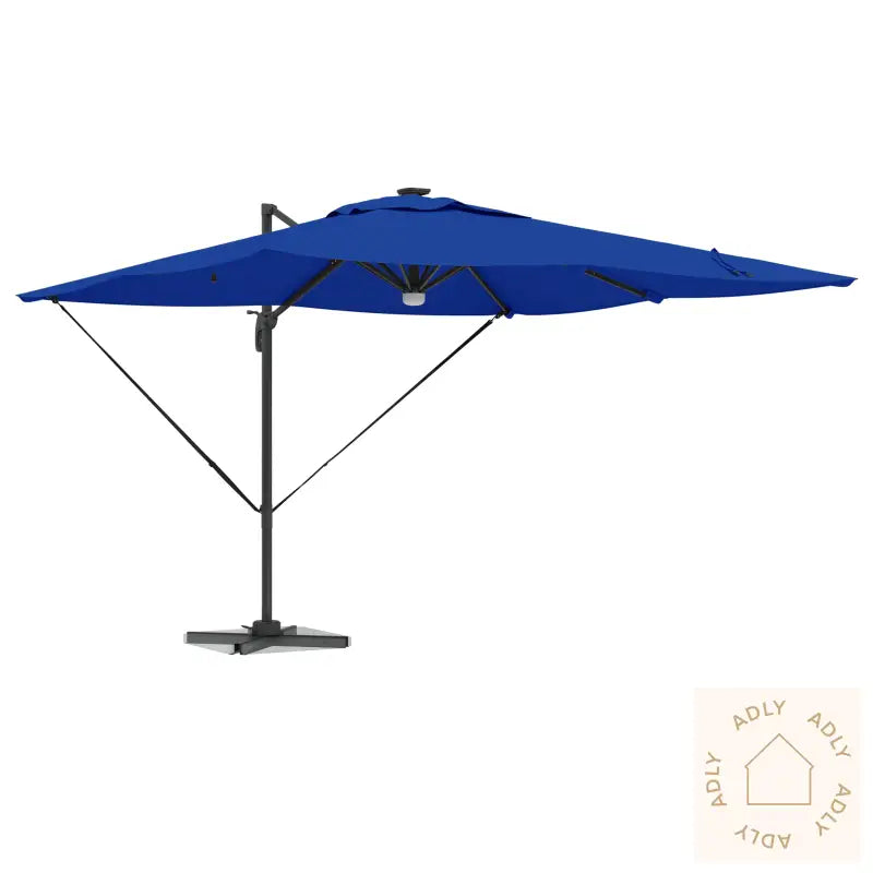 Cantilever Roma Parasol Med Led-Er Azurblå 286X285X270 Cm Aluminium