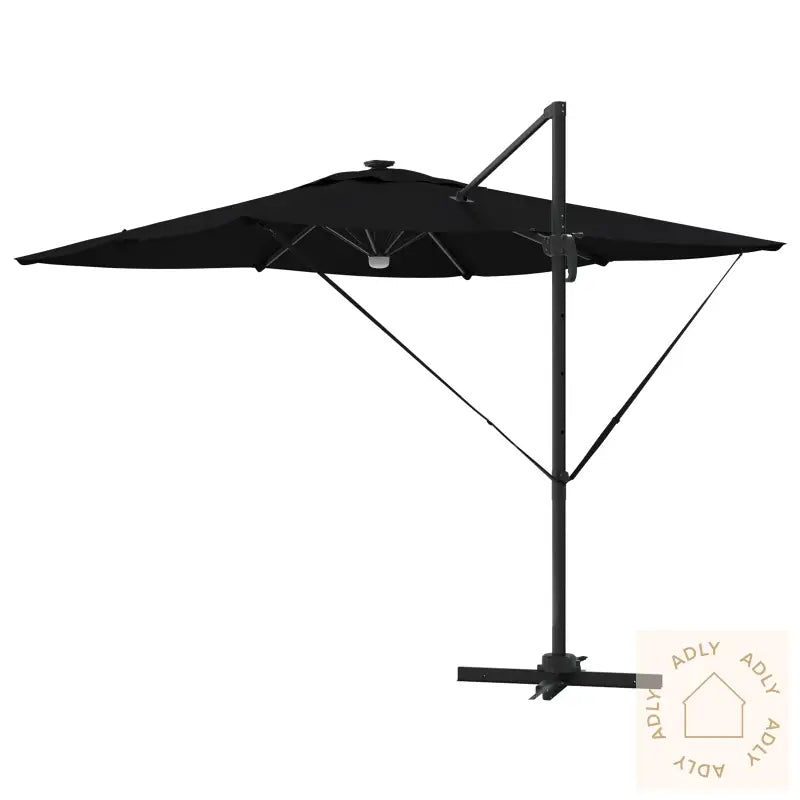 Cantilever Roma Parasol Med Led Lys Svart 286X285X270 Cm Aluminium