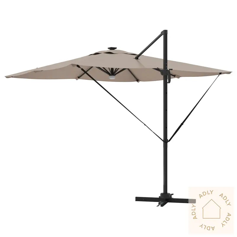 Cantilever Roma Parasol Med Led-Er Taupe 286X285X270 Cm Aluminium