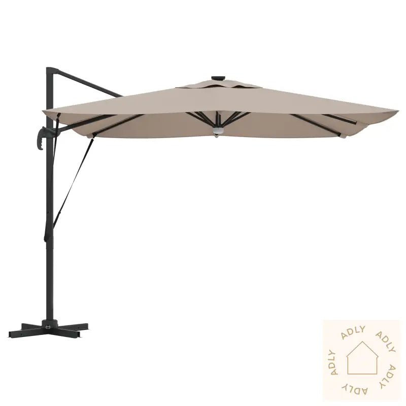 Cantilever Roma Parasol Med Led-Er Taupe 286X285X270 Cm Aluminium