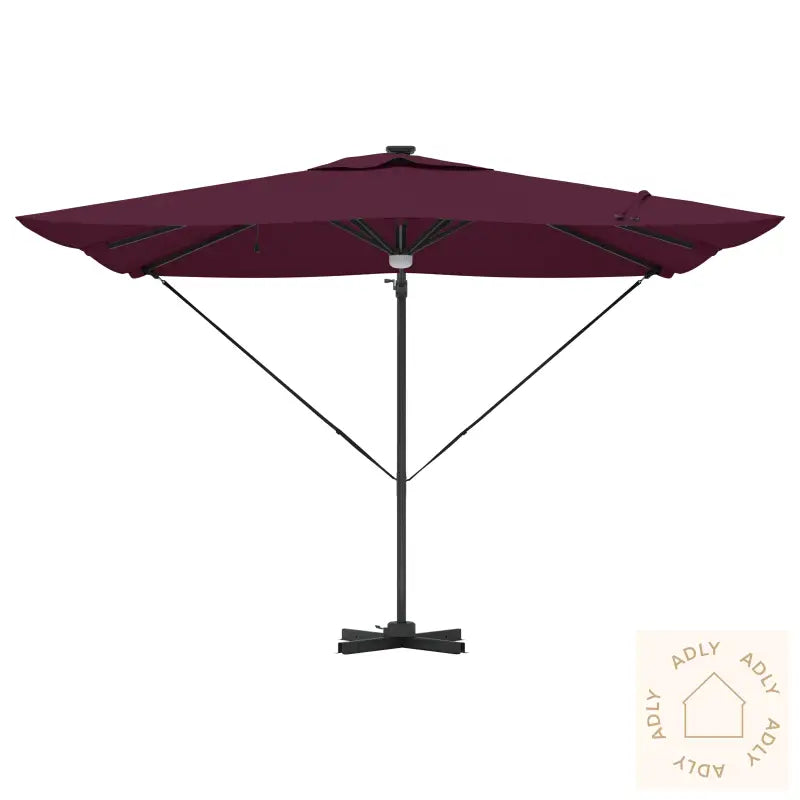 Cantilever Roma Parasol Med Led-Lamper Burgunder Rød 286X285X270 Cm Aluminium