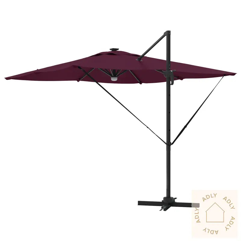 Cantilever Roma Parasol Med Led-Lamper Burgunder Rød 286X285X270 Cm Aluminium