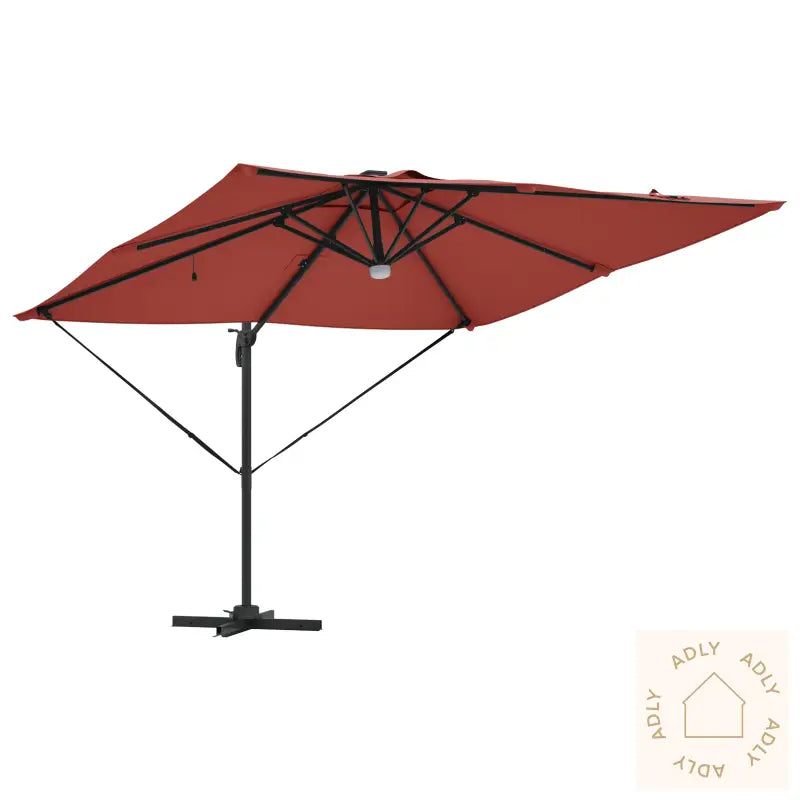 Cantilever Roma Parasol Med Led-Lamper Terrakotta 286X285X270 Cm Aluminium