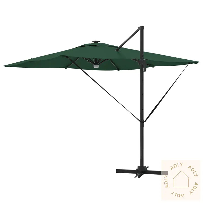 Cantilever Roma Parasol Med Led Grønn 286X285X270 Cm Aluminium