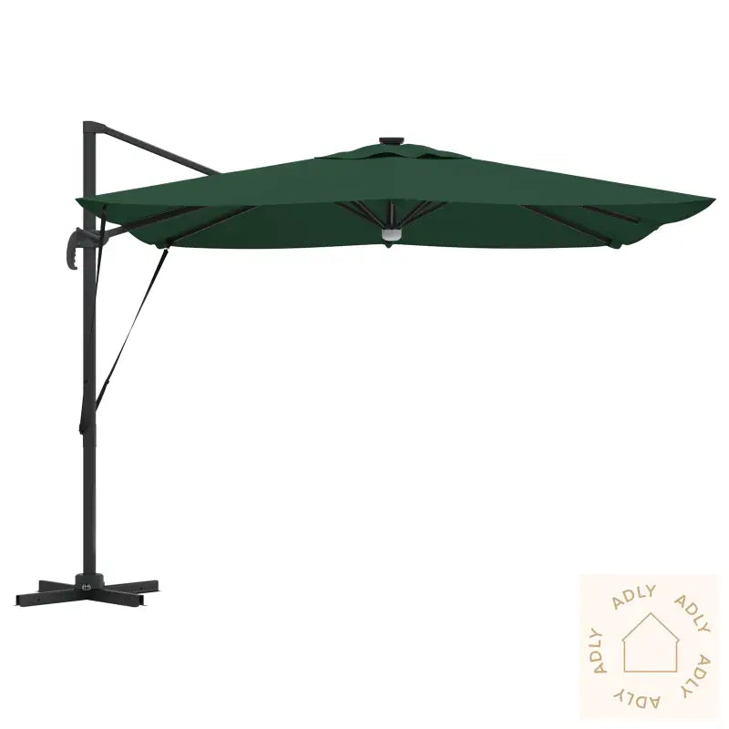 Cantilever Roma Parasol Med Led Grønn 286X285X270 Cm Aluminium