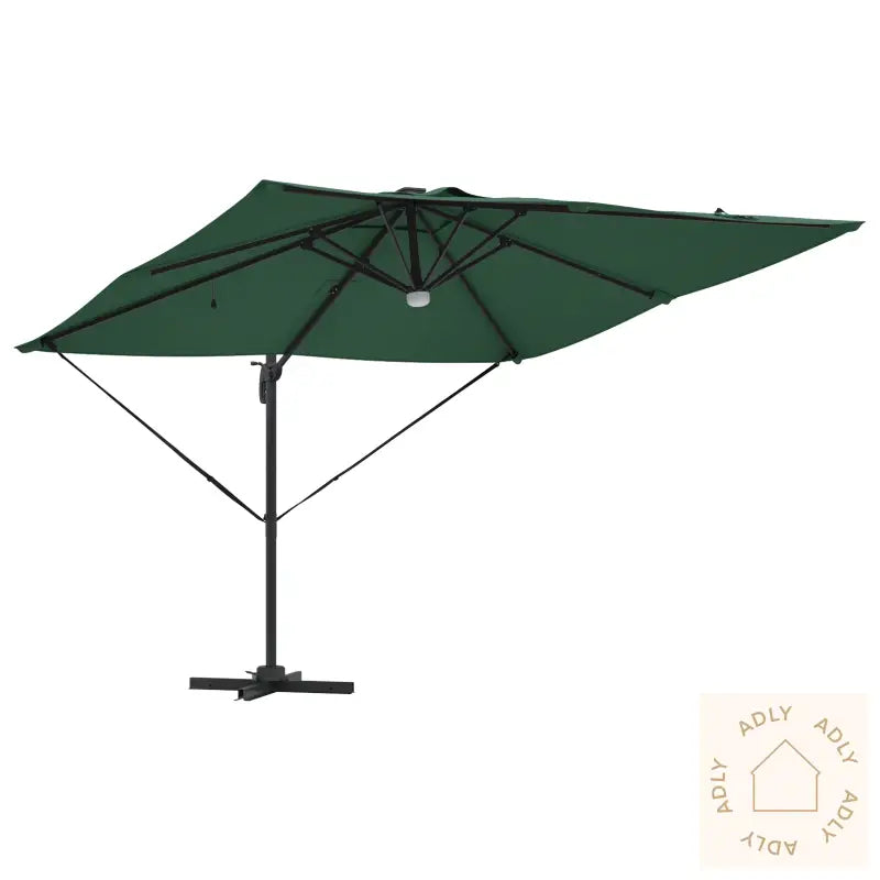 Cantilever Roma Parasol Med Led Grønn 286X285X270 Cm Aluminium