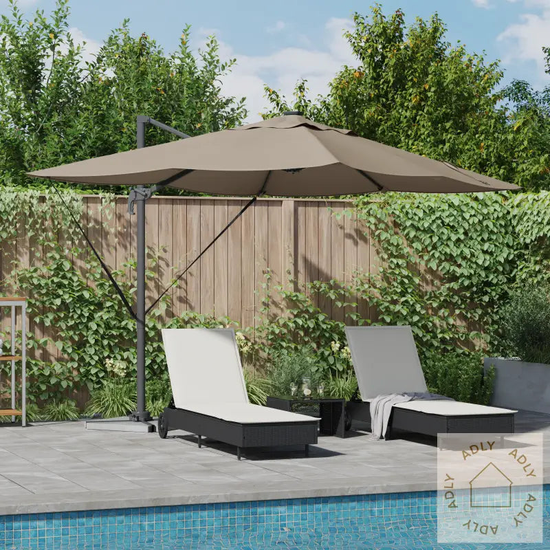 Cantilever Roma Parasol Med Led Lys Taupe 352X251X265 Cm Aluminium