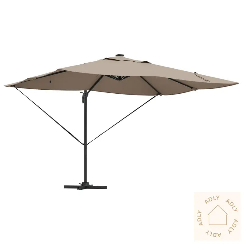 Cantilever Roma Parasol Med Led Lys Taupe 352X251X265 Cm Aluminium