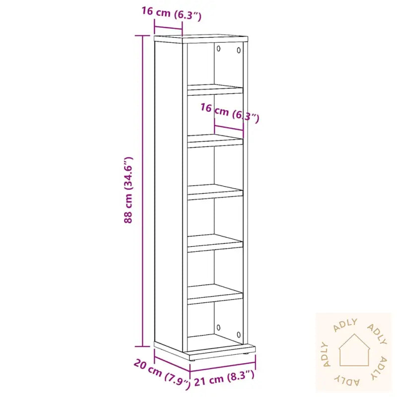 Cd-Skap Artisan Eik 21X20X88 Cm Konstruert Tre