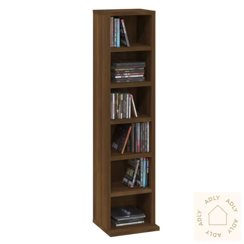 Cd-Skap Brun Eik 21X20X88 Cm Konstruert Tre