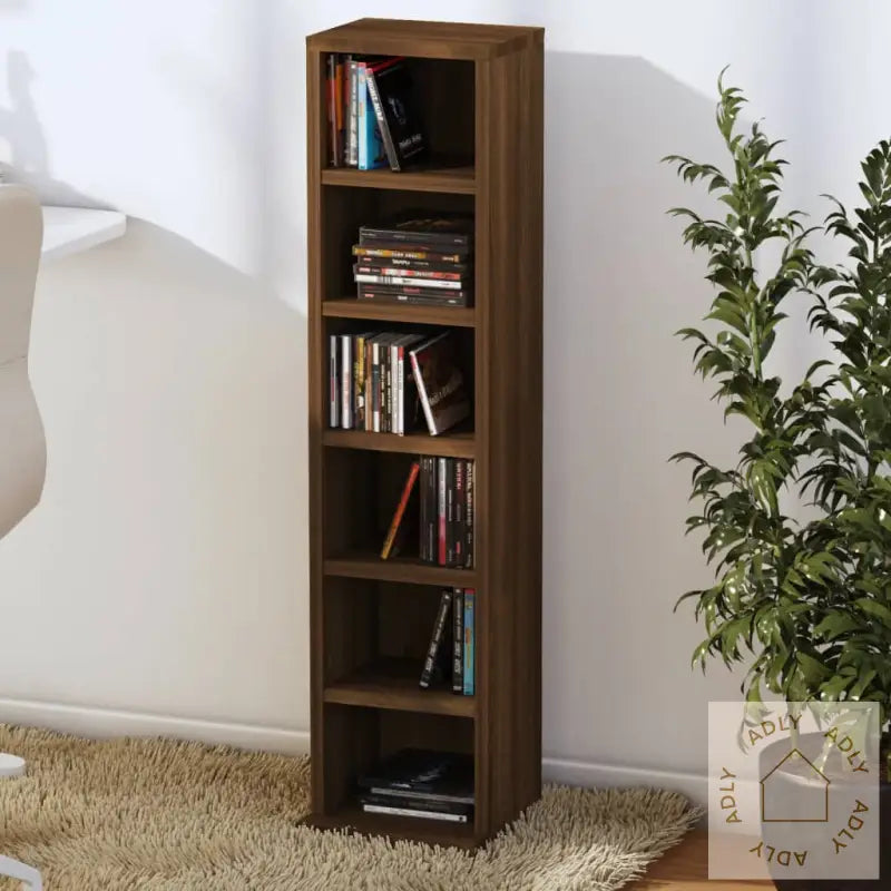 Cd-Skap Brun Eik 21X20X88 Cm Konstruert Tre