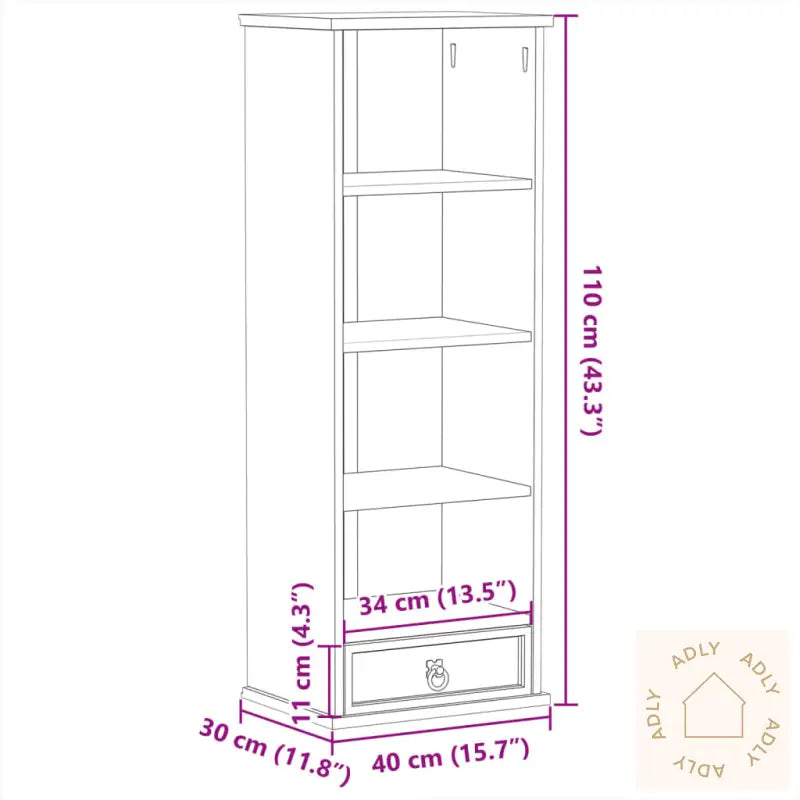 Cd-Hylle Corona 40X30X110 Cm Heltre Furu