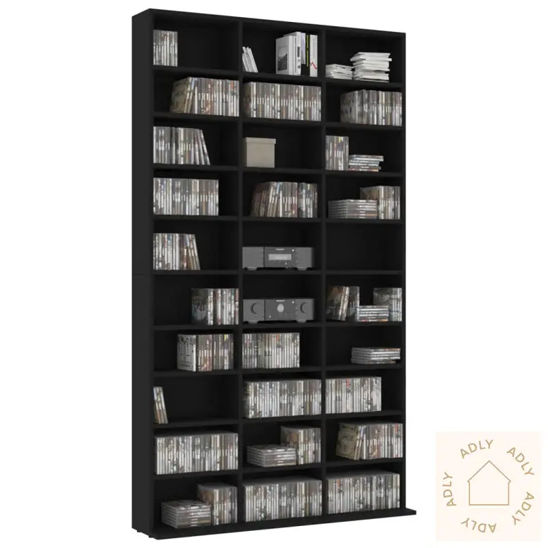 Cd-Hylle Svart 102X16X177,5 Cm Konstruert Tre