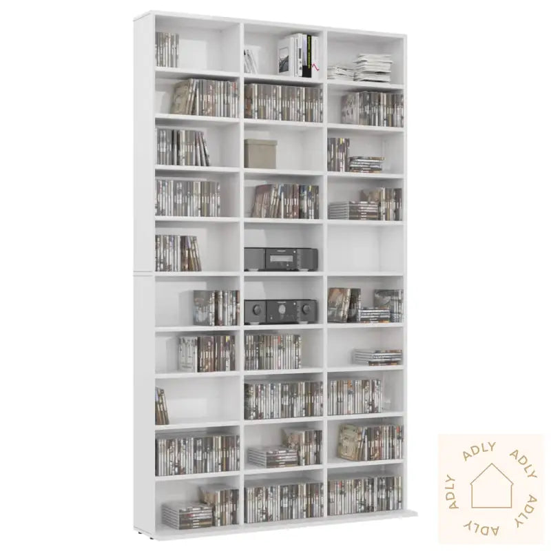 Cd-Hylle Høyglans Hvit 102X16X177,5 Cm Konstruert Tre