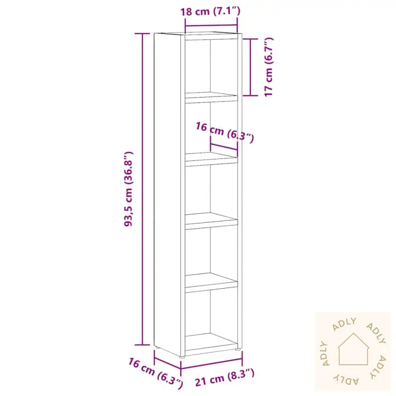 Cd-Skap 2 Stk Sonoma Eik 21X16X93,5 Cm Sponplate