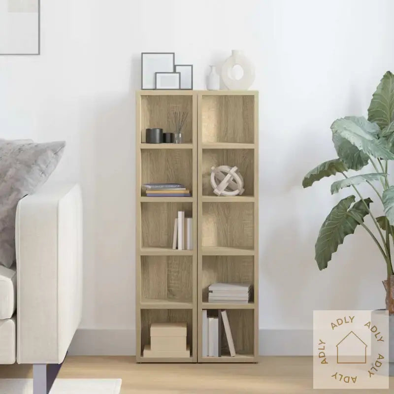 Cd-Skap 2 Stk Sonoma Eik 21X16X93,5 Cm Sponplate