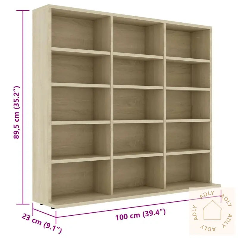 Cd-Hylle Sonoma Eik 100X23X89,5 Cm Konstruert Tre