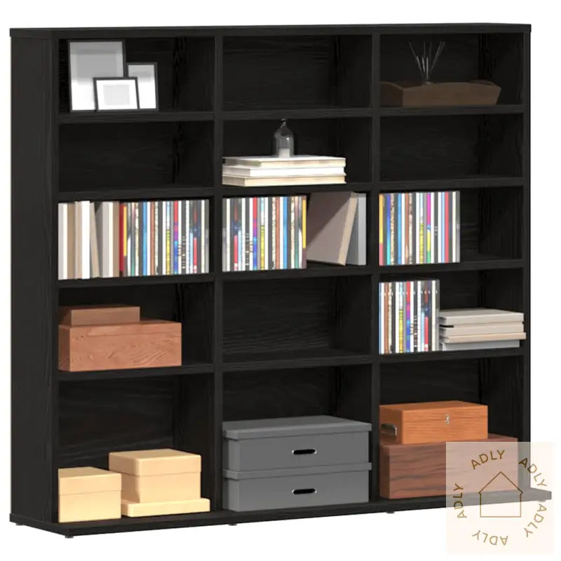 Cd-Skap Svart Eik 100X23X89,5 Cm Konstruert Tre