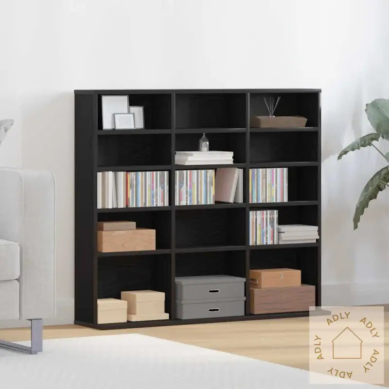 Cd-Skap Svart Eik 100X23X89,5 Cm Konstruert Tre