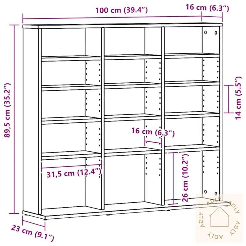 Cd-Skap Svart Eik 100X23X89,5 Cm Konstruert Tre
