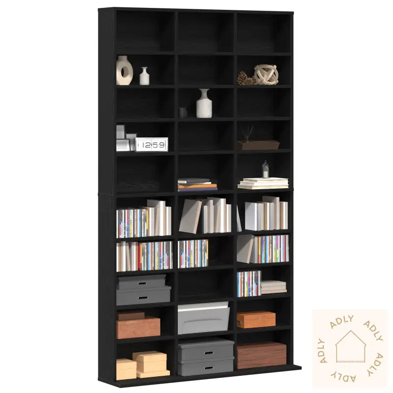Cd-Hylle I Svart Eik 101X23X177,5 Cm Laget Av Konstruert Tre