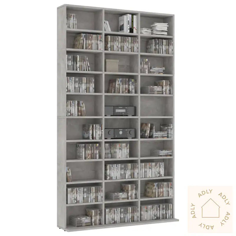 Cd-Hylle Betonggrå 102X16X177,5 Cm Konstruert Tre