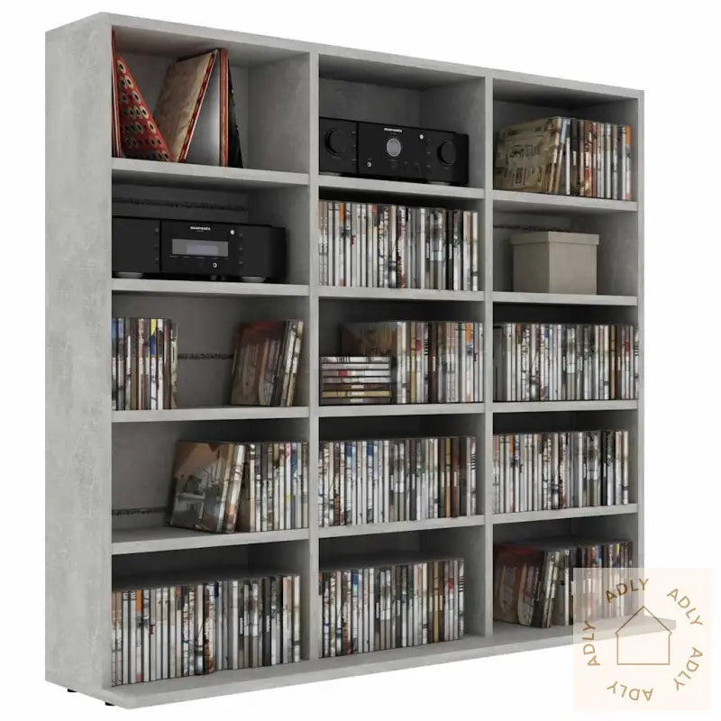 Cd-Hylle Betonggrå 100X23X89,5 Cm Konstruert Tre