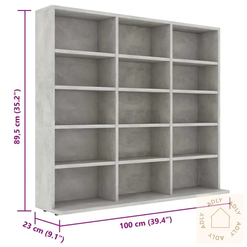 Cd-Hylle Betonggrå 100X23X89,5 Cm Konstruert Tre