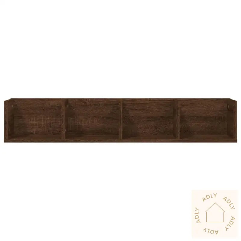 Veggmontert Cd-Hylle Brun Eik 100X18X18 Cm Konstruert Tre