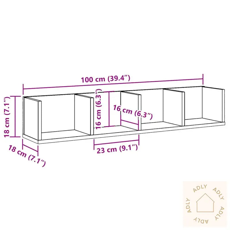 Veggmontert Cd-Hylle Artisan Eik 100X18X18 Cm Konstruert Tre