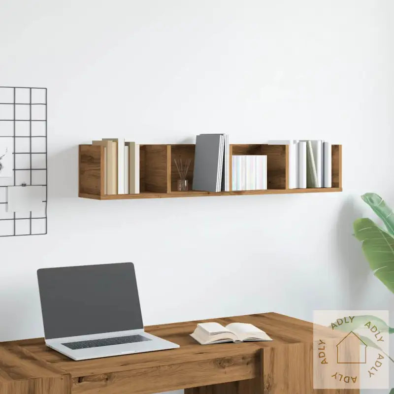 Veggmontert Cd-Hylle Artisan Eik 100X18X18 Cm Konstruert Tre