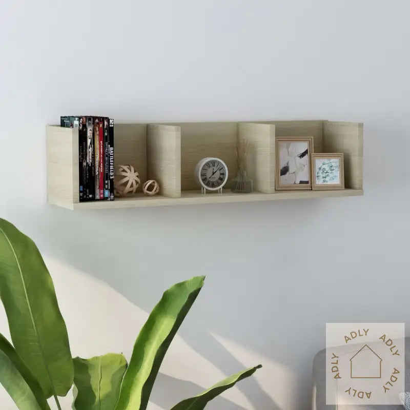Veggmontert Cd-Hylle Sonoma Eik 75X18X18 Cm Konstruert Tre