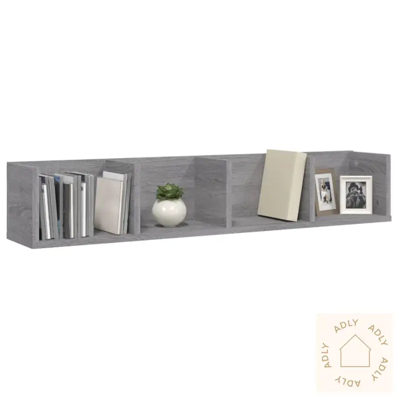 Veggmontert Cd-Hylle Grå Sonoma 100X18X18 Cm Konstruert Tre